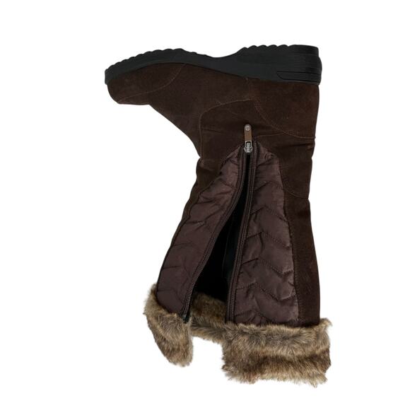 Lands End Winter Snow Boots 8.5 Sophia Brown Leather Faux Fur Lined Tall Zip Up - Picture 11 of 13